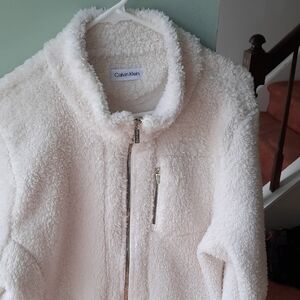 Calvin Klein Women's White Fleece Jacket
